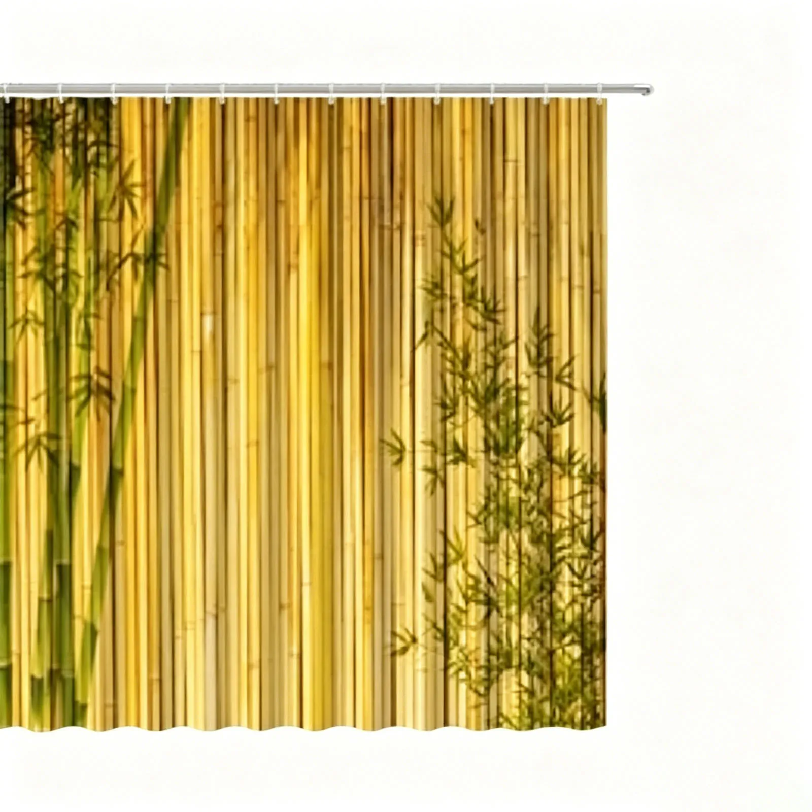70% OFF – Designer Yellow‑Green Bamboo Waterproof Shower Curtain | Eco‑Friendly Bathroom Decor