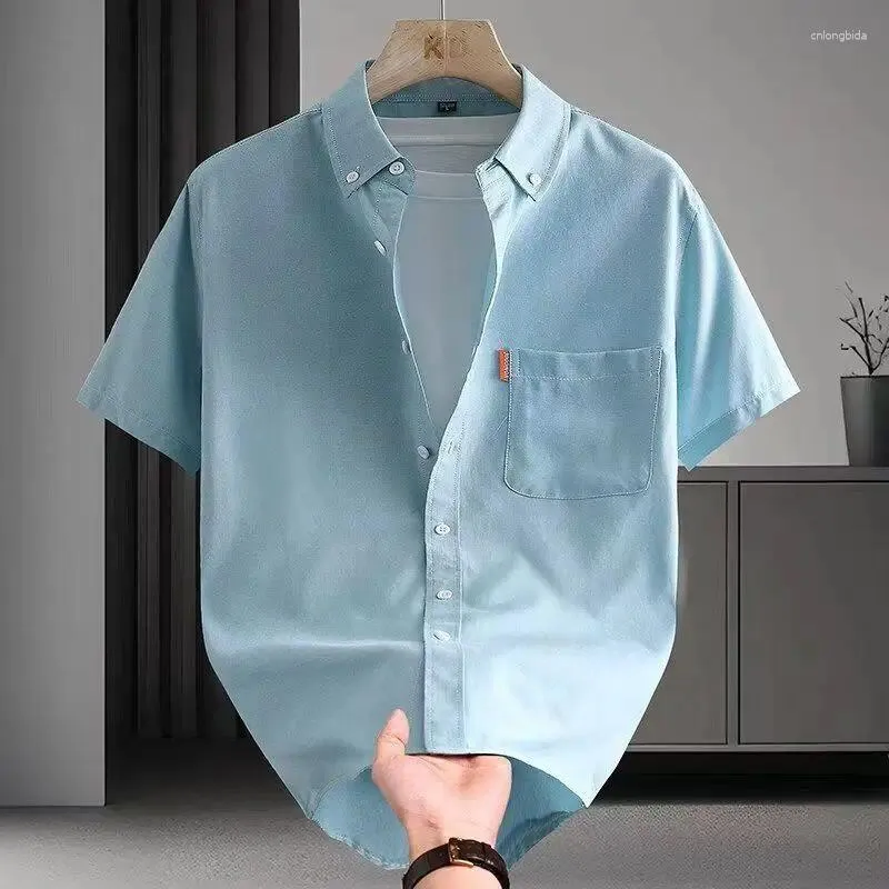 5xl dress shirts Men's Casual Plus Size Shirt Short Sleeve Summer Cotton Oxford Solid Color Turn Down Collar Regular Fit Daily Top Highlight the sophistication of your establishment with this Henry Segal mens white long sleeve dress shirt White Big Size 5XL Men