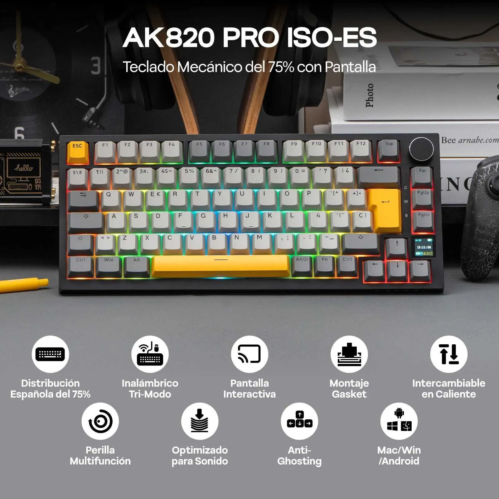 ISO ES レイアウト EPOMAKER X AJAZZ AK820 PRO 75 スペイン語 