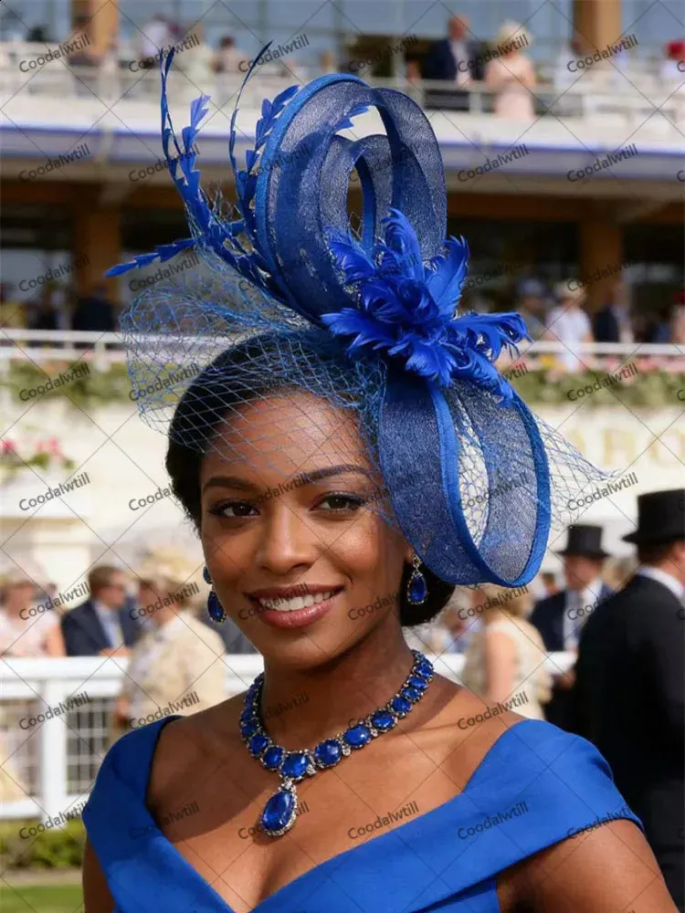 elegant accessories for royal blue dress Mesh Fascinator Wedding Hats For... From Topwang10, Rs.1,699.7 Black Prom Dresses,sparkle Evening pattern:SOLID this dress creates a Size:3-4 Y