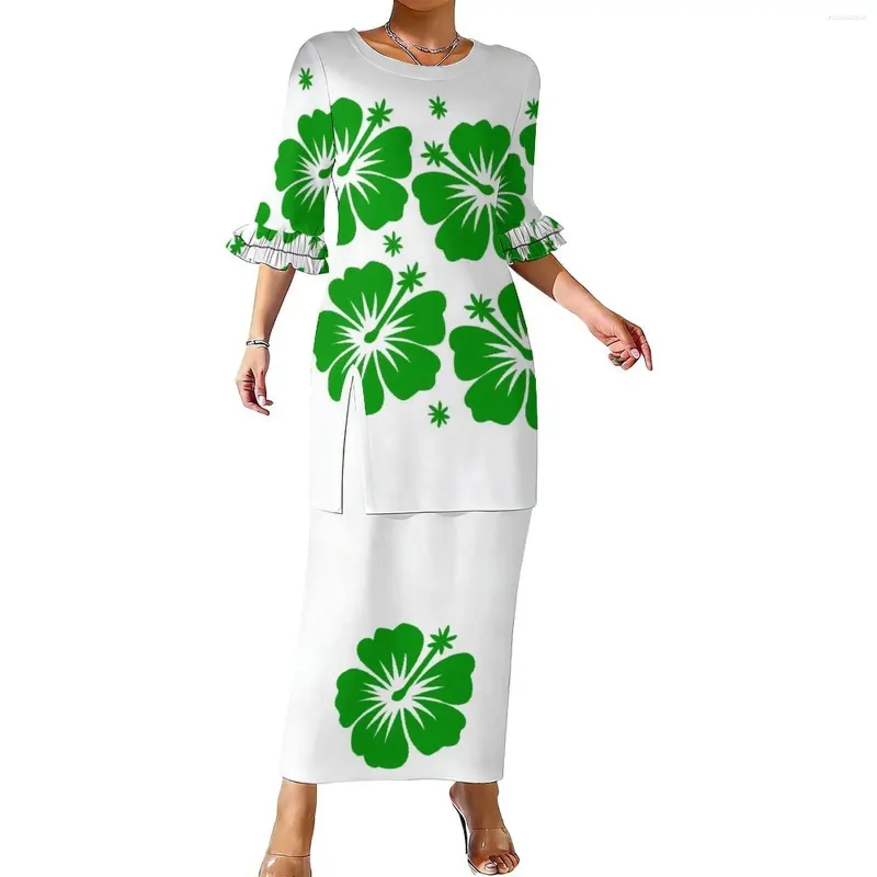 polynesian formal dresses Polynesian Print Two-toned Mermaid Gown