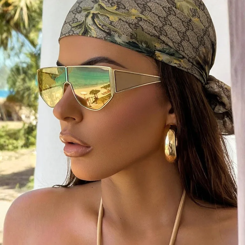 Luxury Designer Shield Mirrored Sunglasses Women For... From  display picture 2