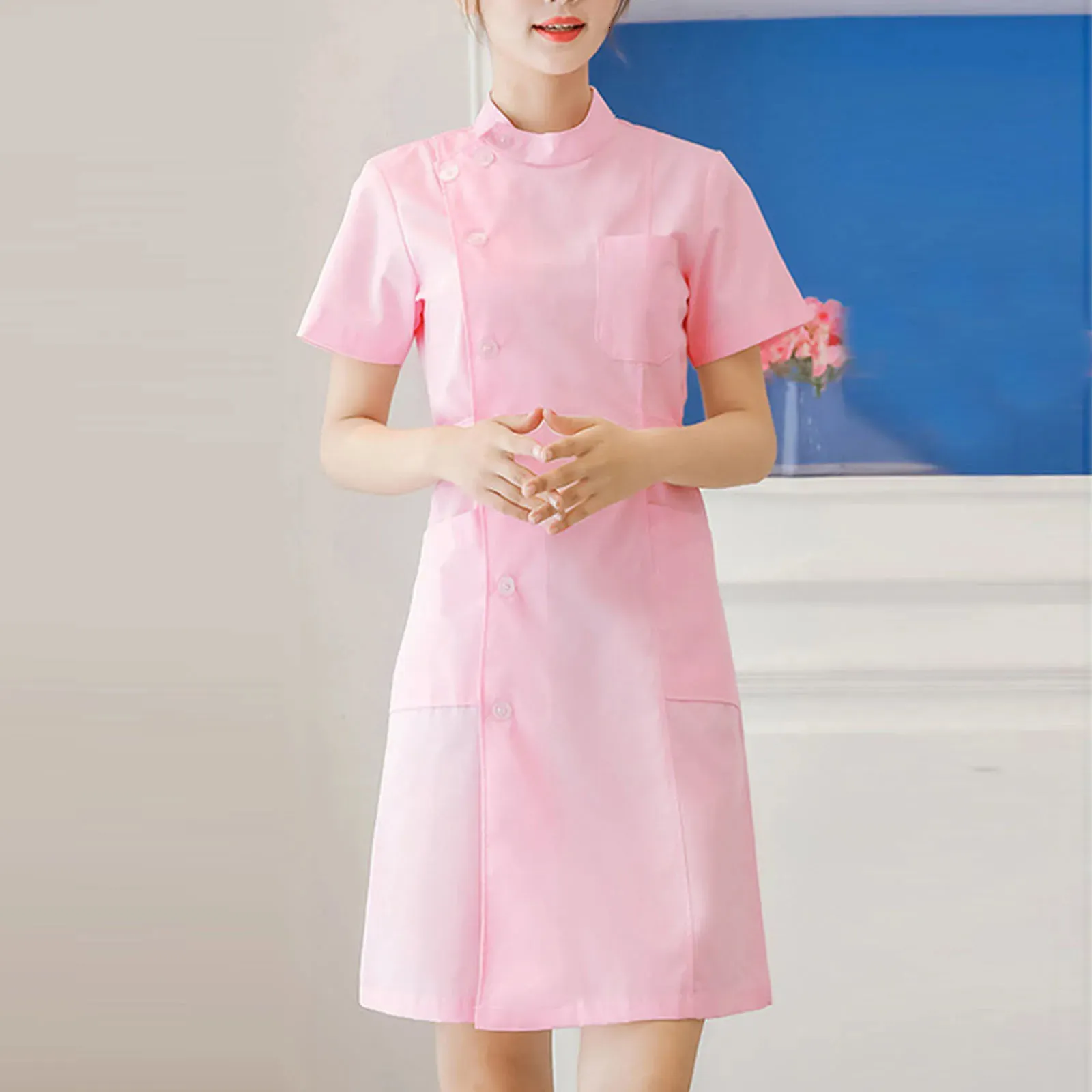 pink nurse dress uniform Female Pink Polyester Nurse Dress at 850/piece in Ahmedabad