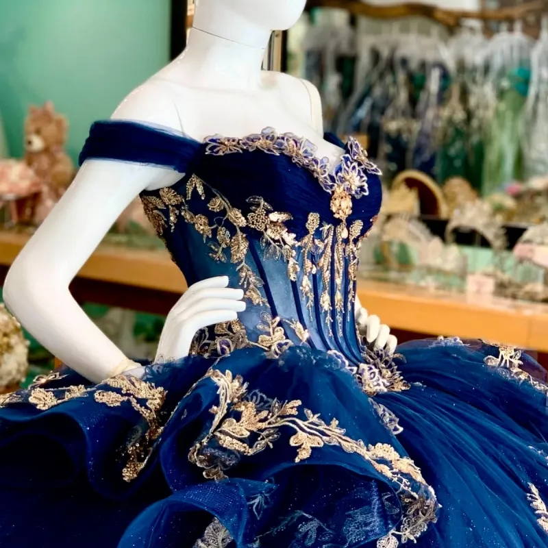 Navy Blue Quinceanera Ball Gown Blue Wedding Dress... From Zaomeng321, $312.53