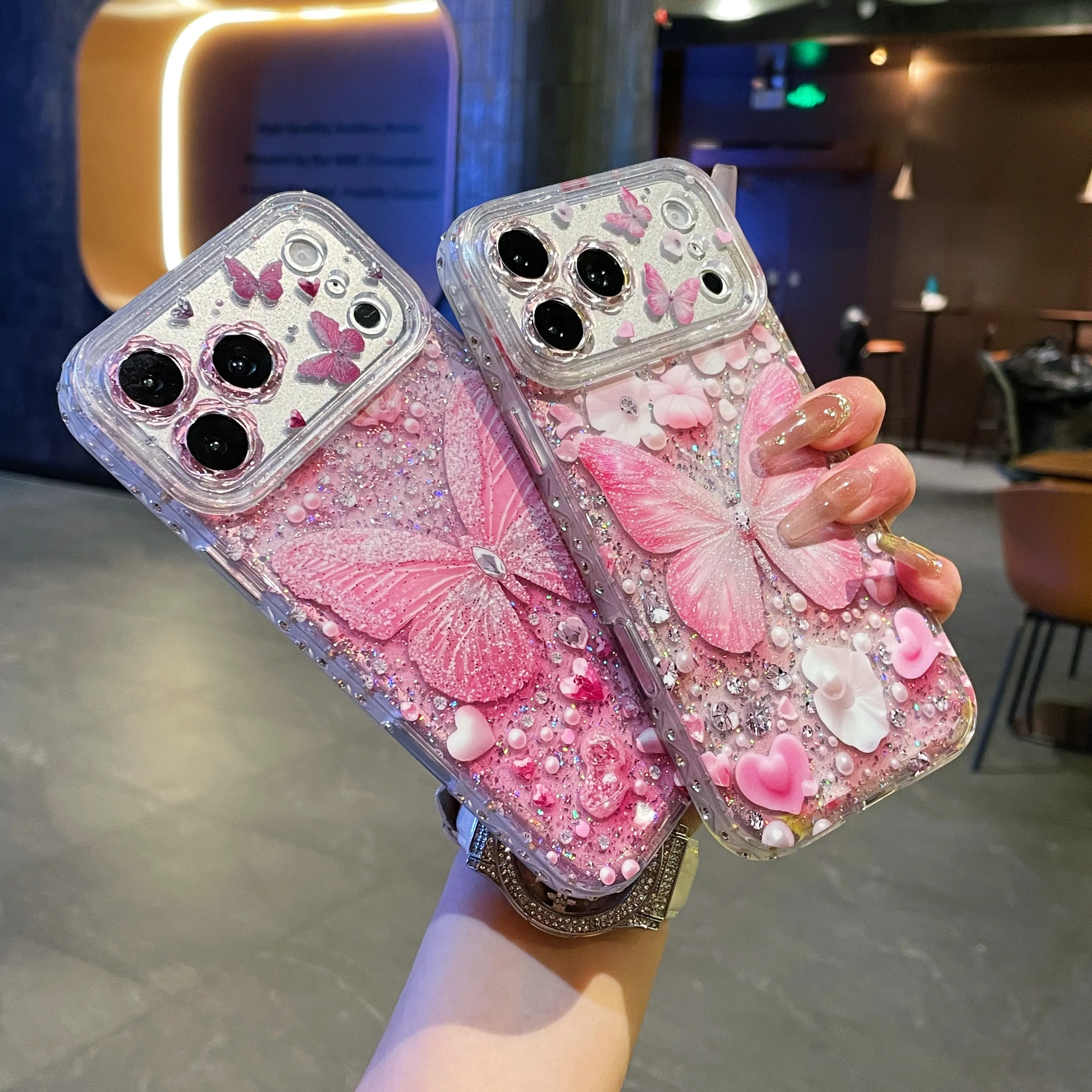 Butterfly Cute Shockproof Cases Blue Butterfly Phone Case Compatible With IPhone 15 Pro