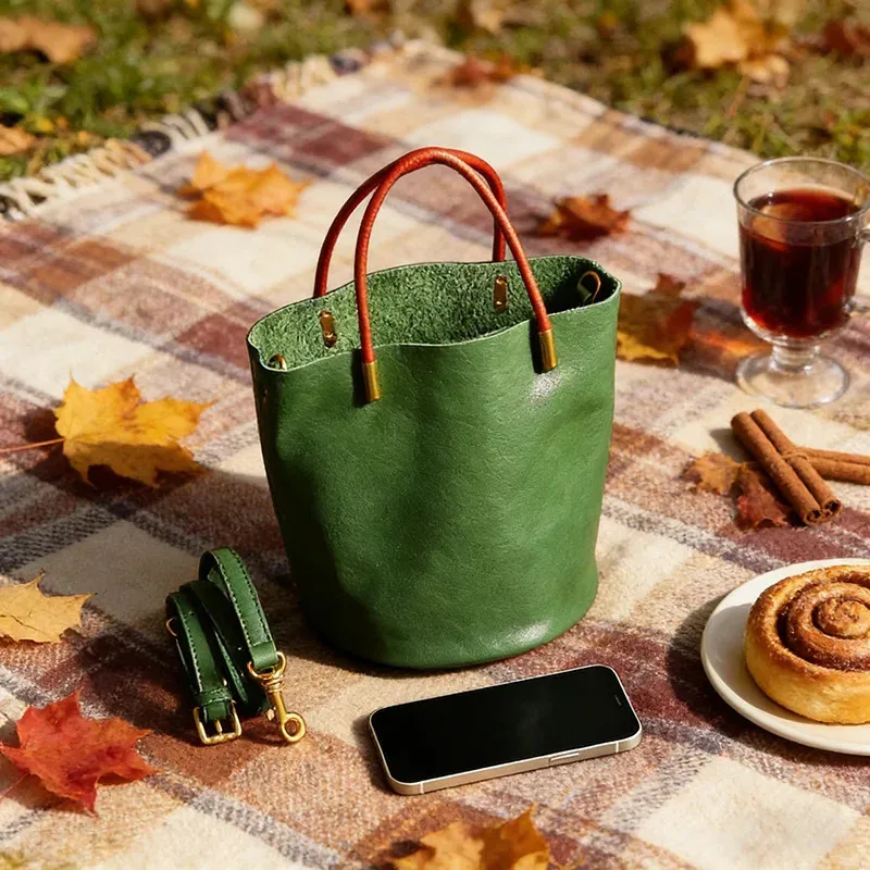 バッグ JAPANESE BUCKET HAND BAG Japanese Green Bucket Bag Fashion Handbag Simple From