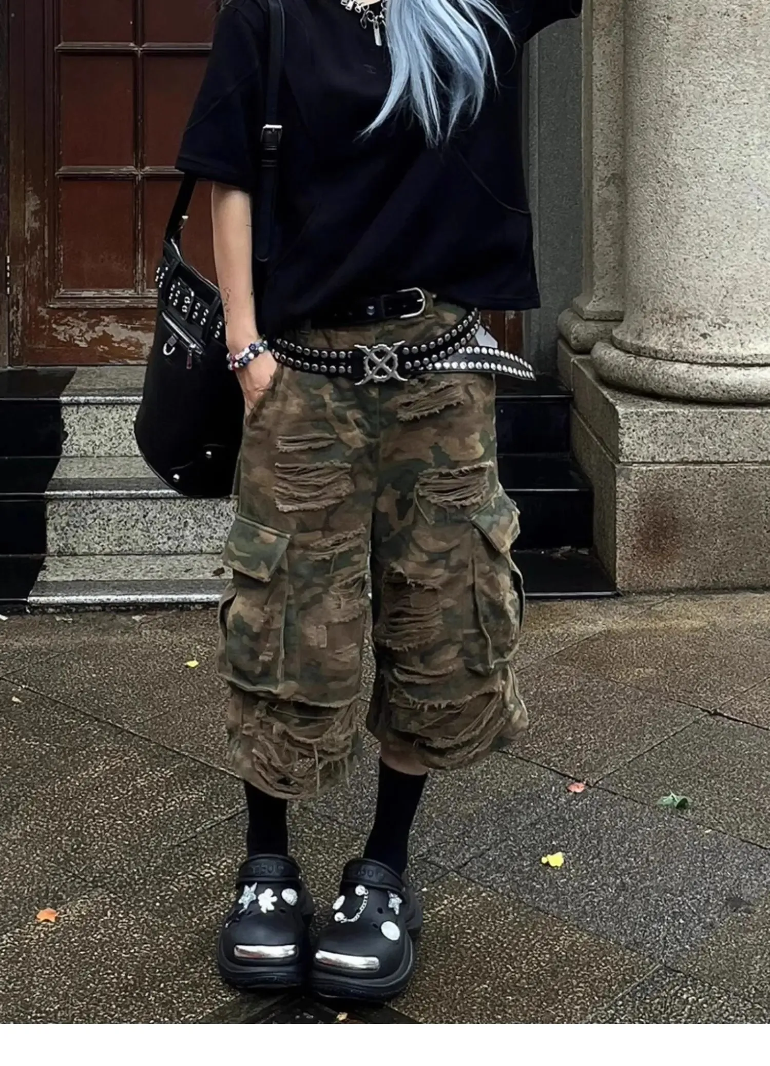 Harajuku Grunge Cyber Punk Camouflage Denim Y2k Cargo... From 