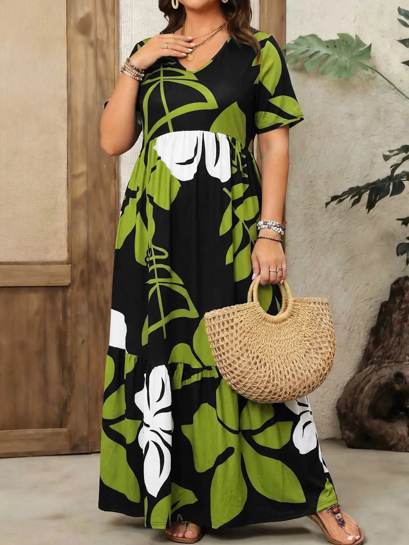 plus size tropical maxi dresses Plus Size Halter Neck Maxi Dress