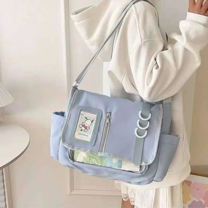 Y2K Clear Patch Canvas Crossbody Techwear Messenger From