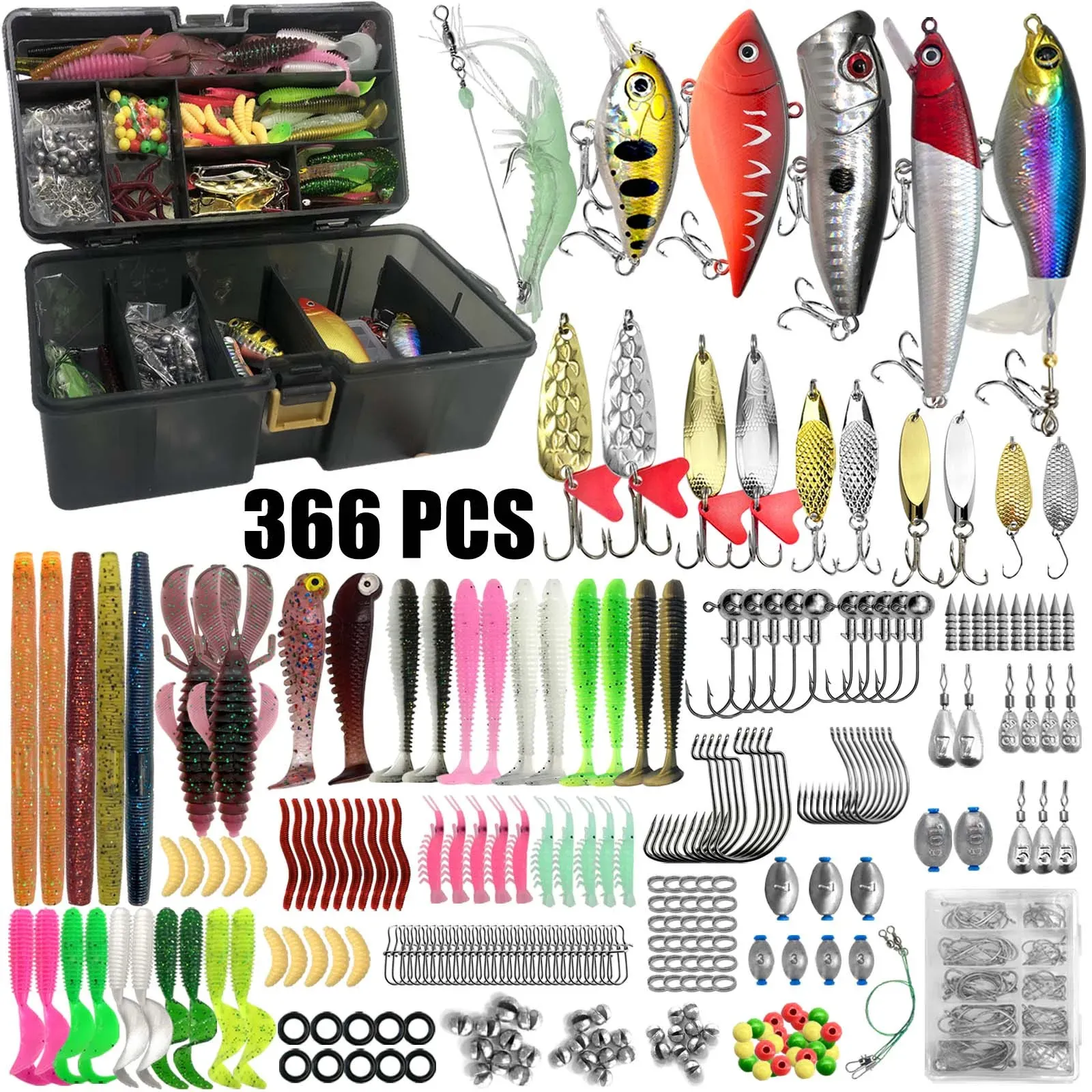 136 piece fishing tackle box Ghosthorn Waterproof Trays Organizer Lure Storage 3600*3 The Plano Fishing 4 Fishing 86/88/136/149/366pcs Fishing Lure Kit
