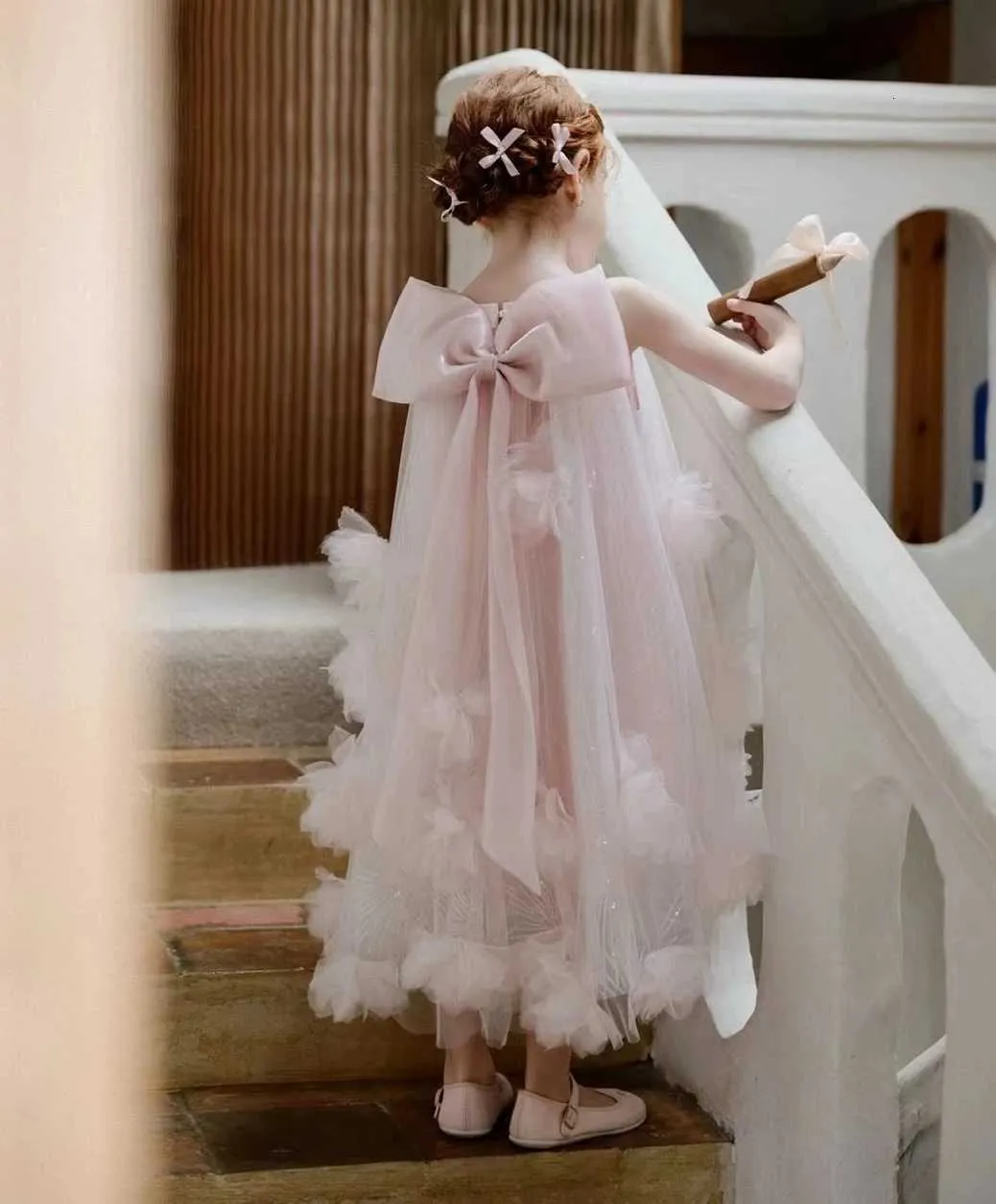 princess butterfly dress Charming Pink Tulle Dress With Butterfly Accents