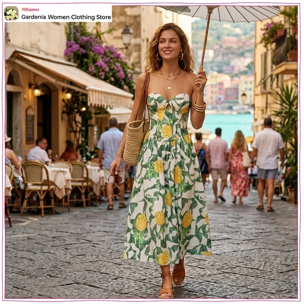 fruit dress women Maxi Vintage Print Dress Summer Floral Print Korean Fashion Bohemia Long Dresses High Waist Custom Beach Maxi Dress Brighten up any outing with BETSEYS FRUIT DRESS BLACK MULTI Drew Merino Wool Tank Dress