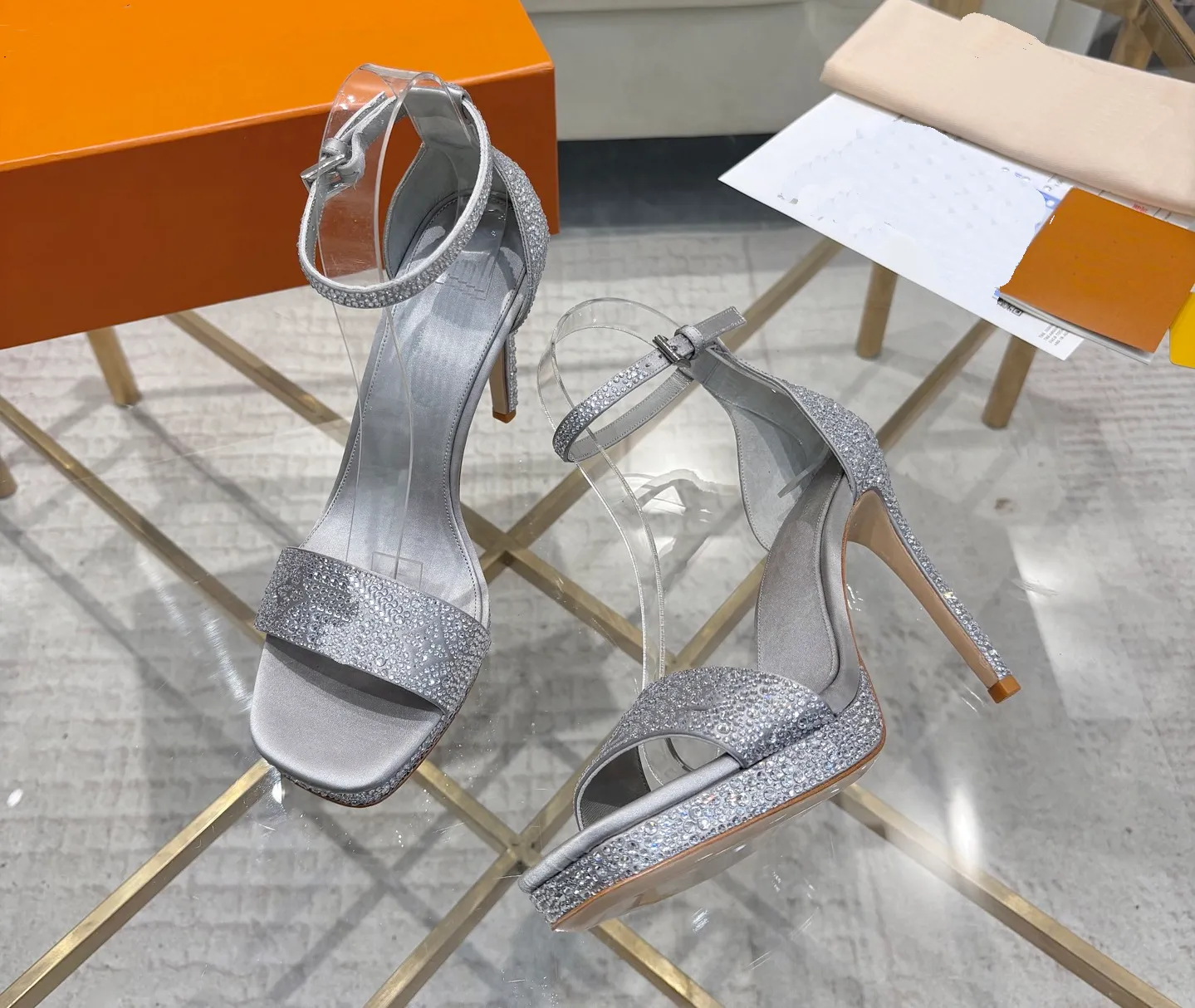 silver rhinestone dress sandals Bulk Luxury Designer Womens Silver Rhinestone Dress... At Only Rs.9,855.29
