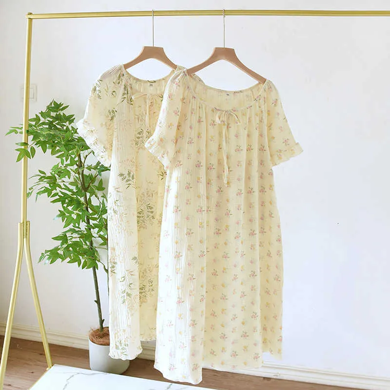 cotton dress for home wear Summer Printed Cotton Dress Floral Short Sleeve Midi Dress Soft Homewear Customize Plus Dress Original Printing Dyeing, Personalized Pattern