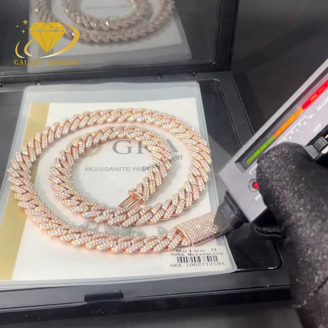 12mm Moissanite Chian Cuban Link Chain Real Diamond From