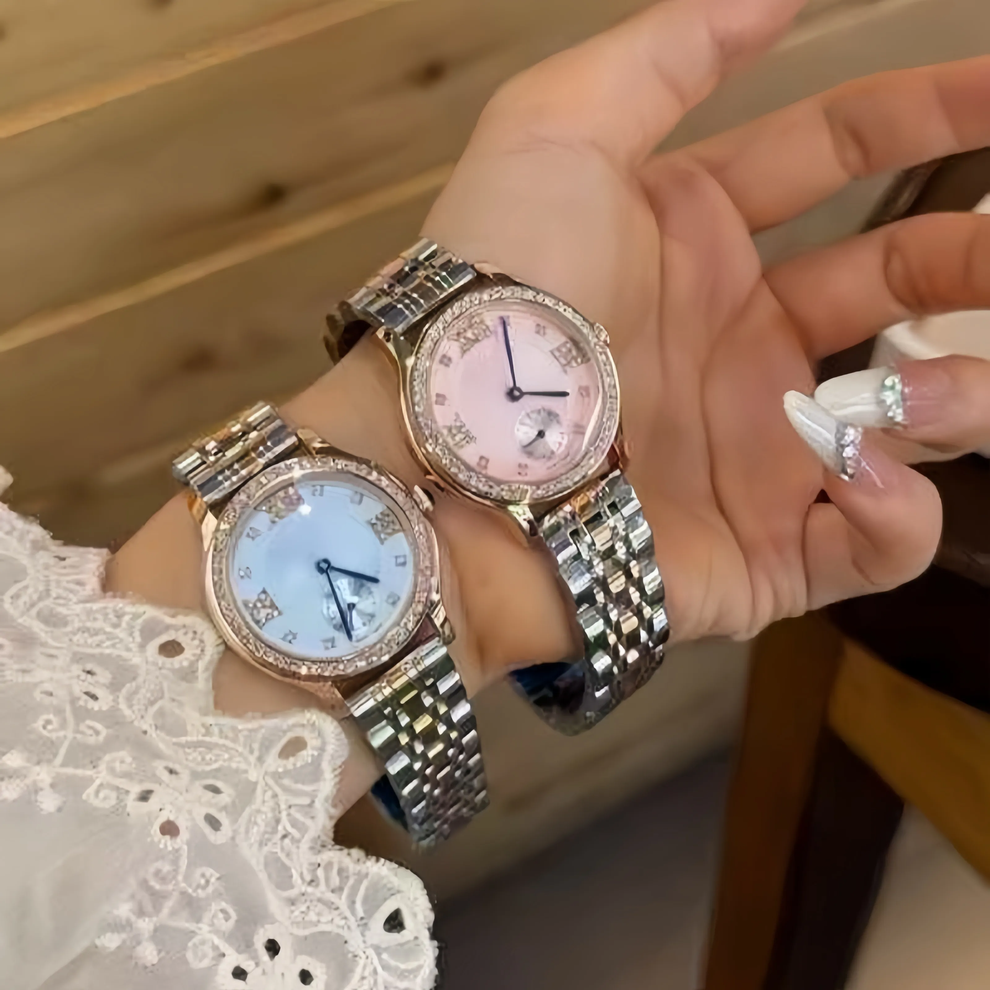 Ladies Diamond Dress Watch with Date, Stainless Steel Bracelet, Easy to Read Petite Bracelet Watch for Women, Diamond Dress Analog Watch  main image 4
