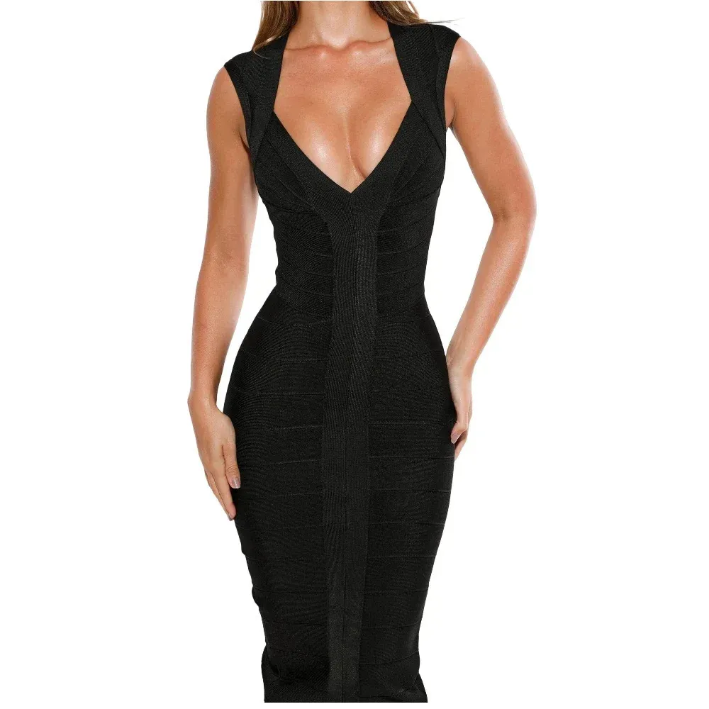 deep v neck bandage dress Pia Bandage Dress