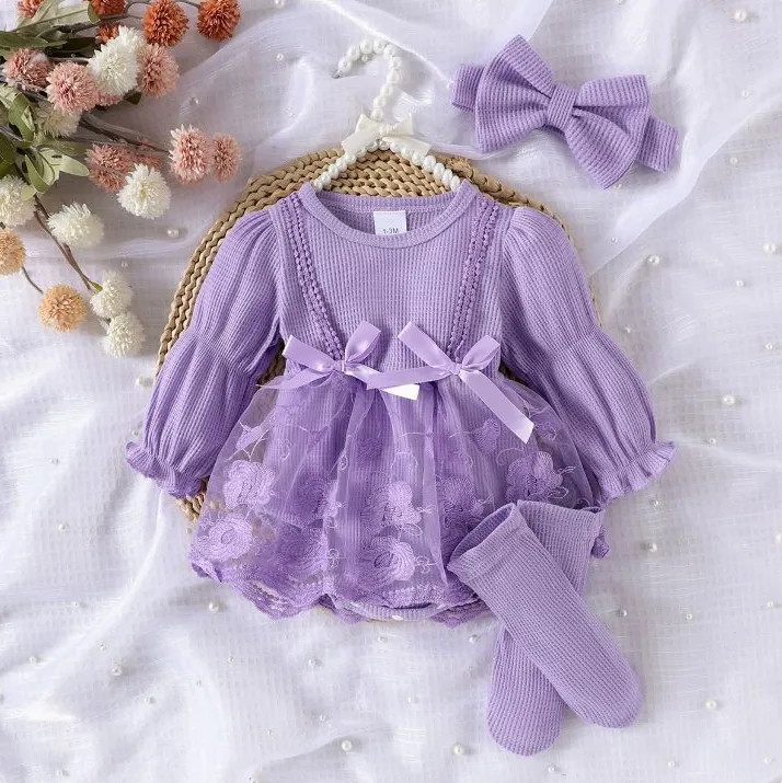 baby girl spring dresses Letiane Newborn Summer Clothes Ruffle Sleeve Floral Dress Jumpsuit With Headband Baby Outfit Set, Green 9-12 Months Spring : Baby Girl Dresses