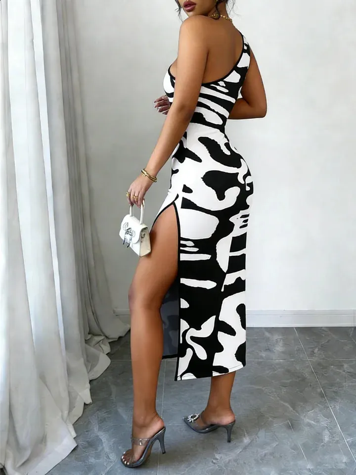 one shoulder zebra print dress AiiRZ One Shoulder Zebra Print Bodycon Maxi Dress Form Fitting Ruched Evening Glamour Statement Party Long GownMISSGUIDED