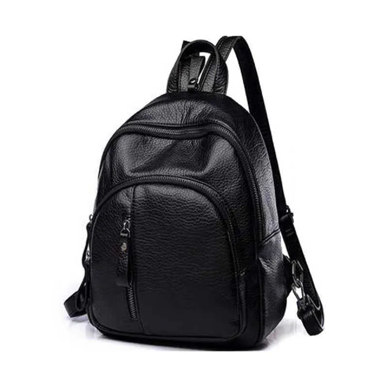 anti-theft leather backpack women vintage shoulder bag ladies Anti Theft Small, Brown The surface has small pores Anti Theft Backpack for Women