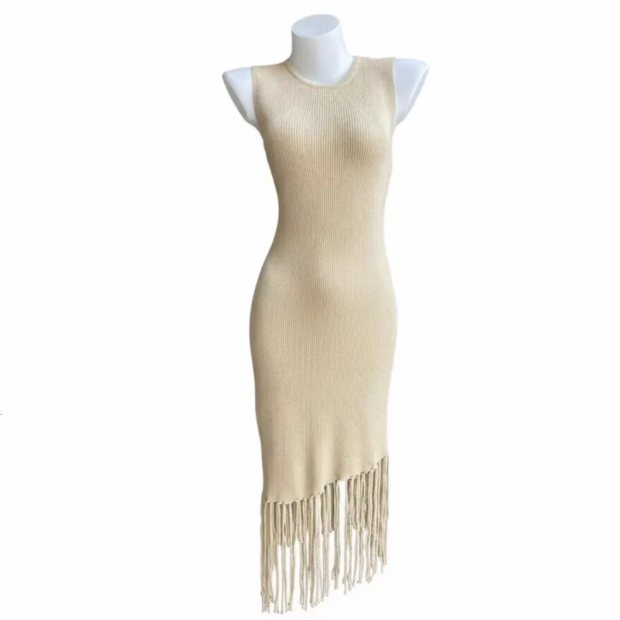 sandro fringed knit dress Fringed Dress in Black for Women