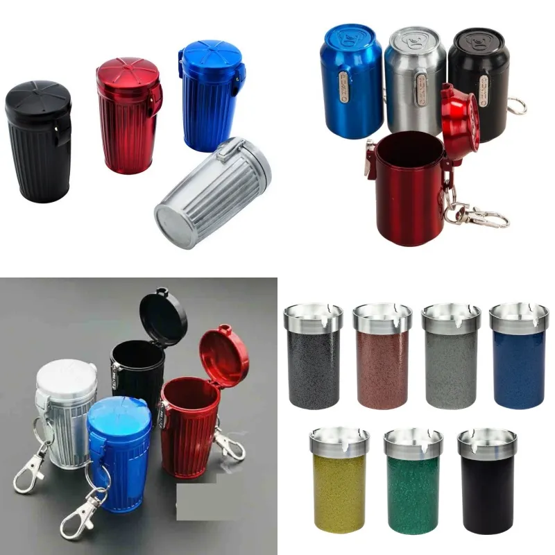cigarette pocket ashtray Tall or Short Metal Short Black / Pack of 2 perfect for a mid Colorful Piston Keychain Trash Pocket