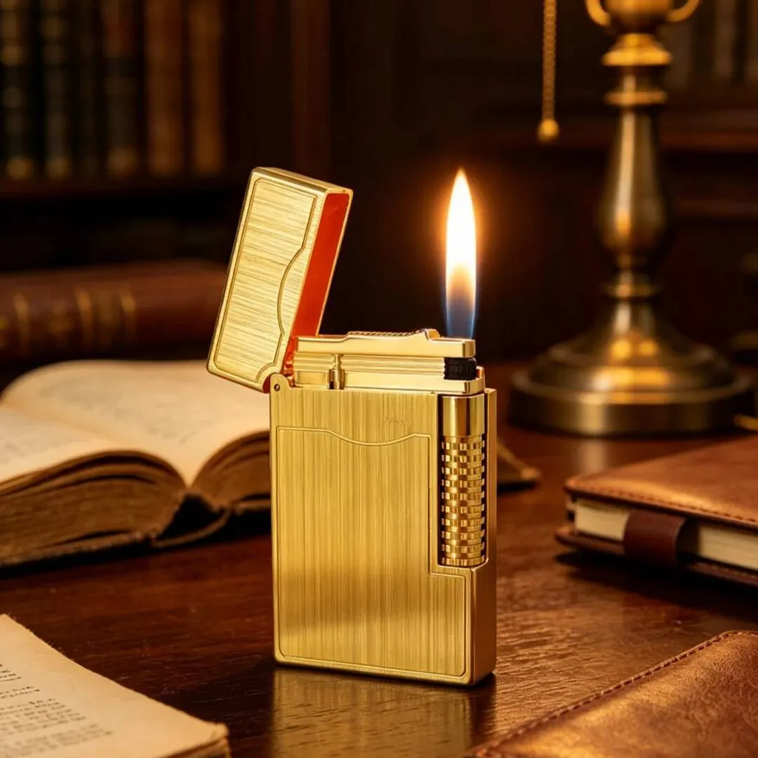 cigarette lighter sound Oblique Tobacco Pipe Flint Ping Windproof Butane Gas Golden Dragon Cigarette Lighters -