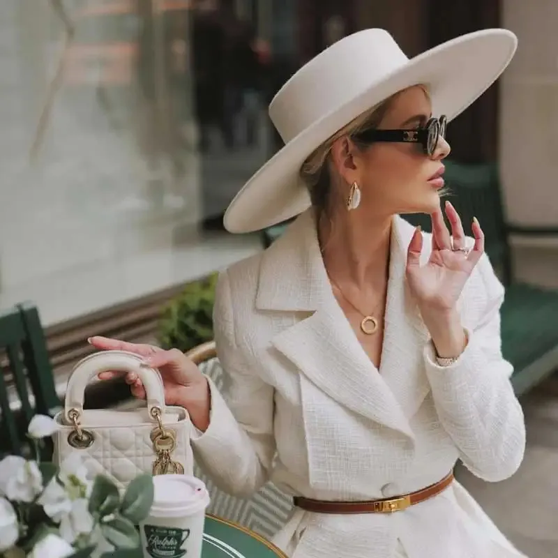 French Fedora Flat Tweed Hat Classic Jazz Style For... From  display picture 2