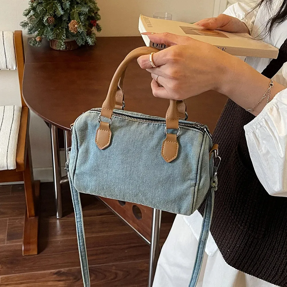 Vintage Denim Boston Canvas Crossbody Bag With From Annides, Rs