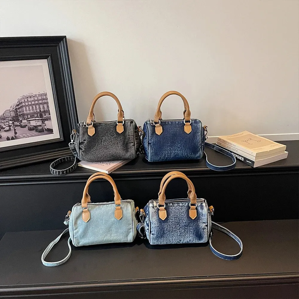 バッグ 1990s old  enamel mini boston bag Vintage Denim Boston Canvas Crossbody Bag With From Annides, Rs