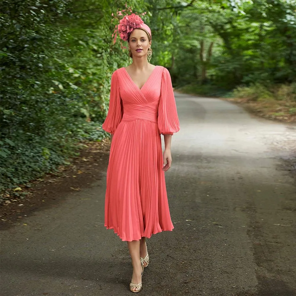 pink chiffon wedding guest dress Pink Coast Long Sleeve Ruffle Chiffon Midi Wedding Guest Dress