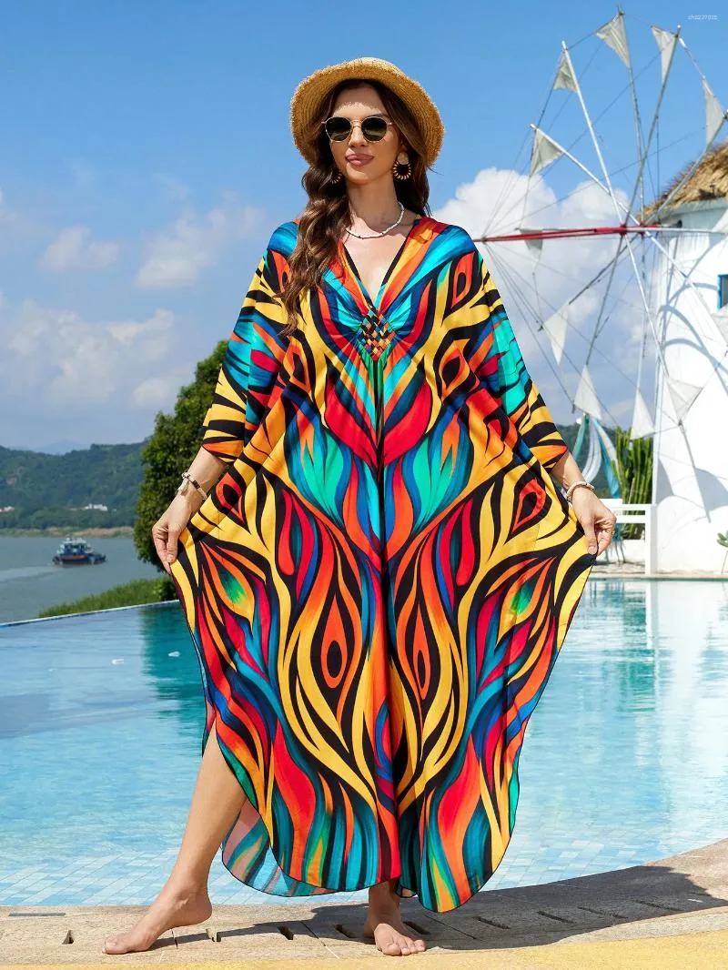 summer beach kaftan dresses For Women Feather Printed Cover... From Dh3207035, Rs.3,197.06 short beach kaftan