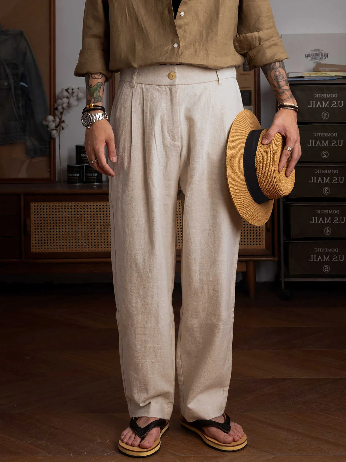Old Y’s for men linen Slacks メンズ Old Y's for men linen Slacks