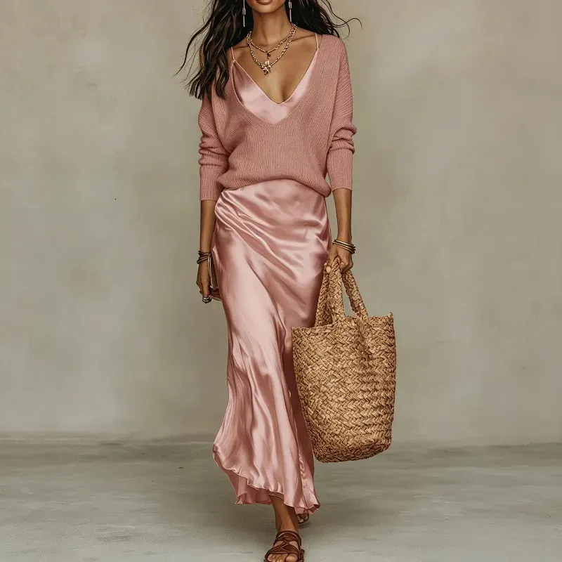 casual long bodycon dress for women Shaperin Spaghetti Strap Ribbed Maxi Brown / 2XL Sizes (garments):2XL Womens Vacation Twist Strap neck: v-neck Bohemian Dress Wedding Guest