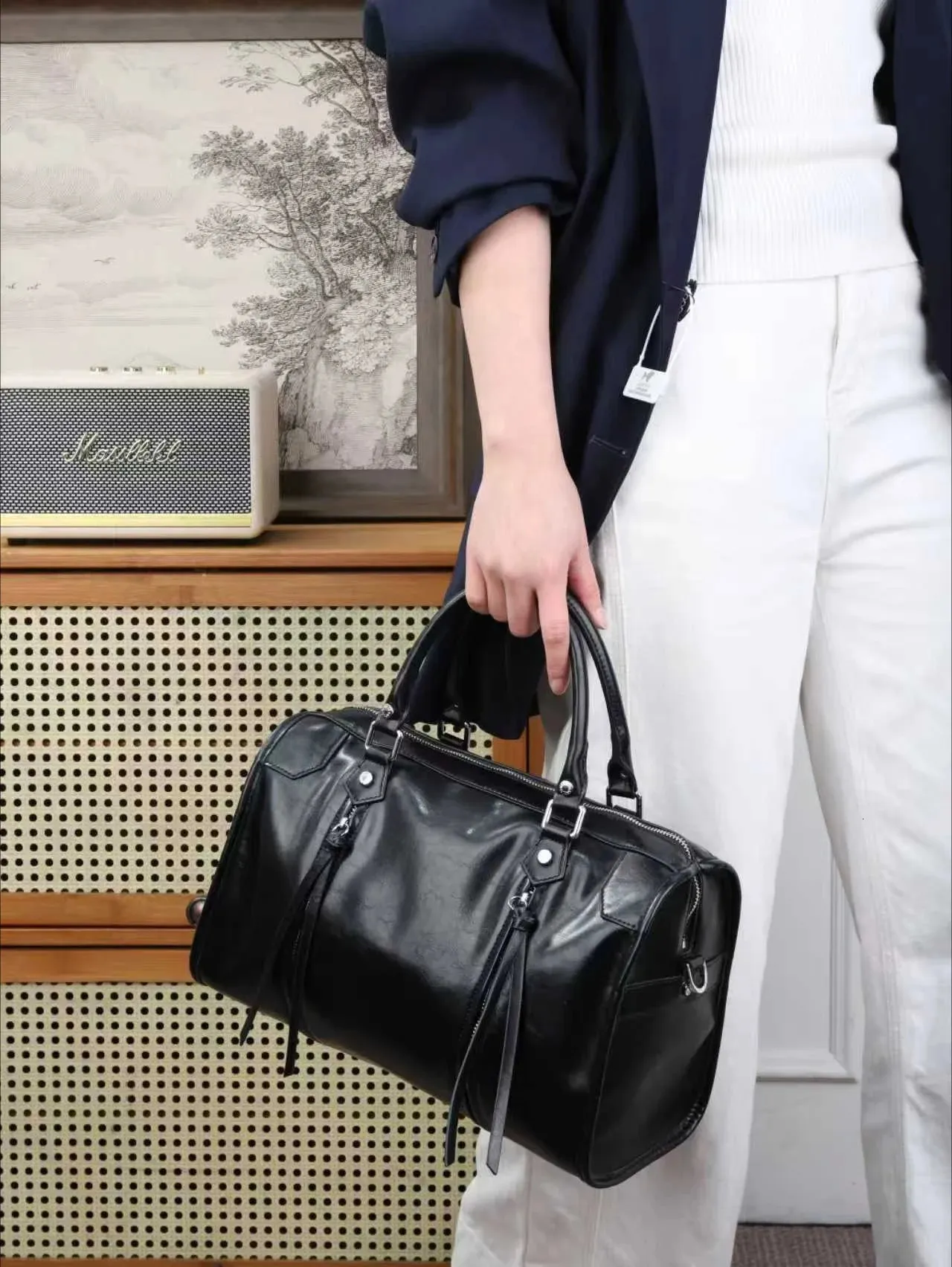 2026 Style Fashion ZV Womens Boston Bag Stud Handle From