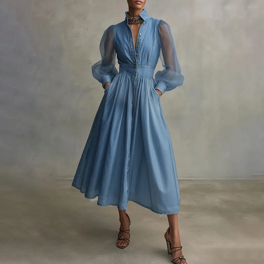denim sheer dress Chic Mesh Patchwork Womens Blue Midi Dress... From Topwang01, Rs.3,794.99 it offers both comfort BUMP FRIENDLY Size:7 AU Men (7 UK) Sheer Denim Navy Dress,