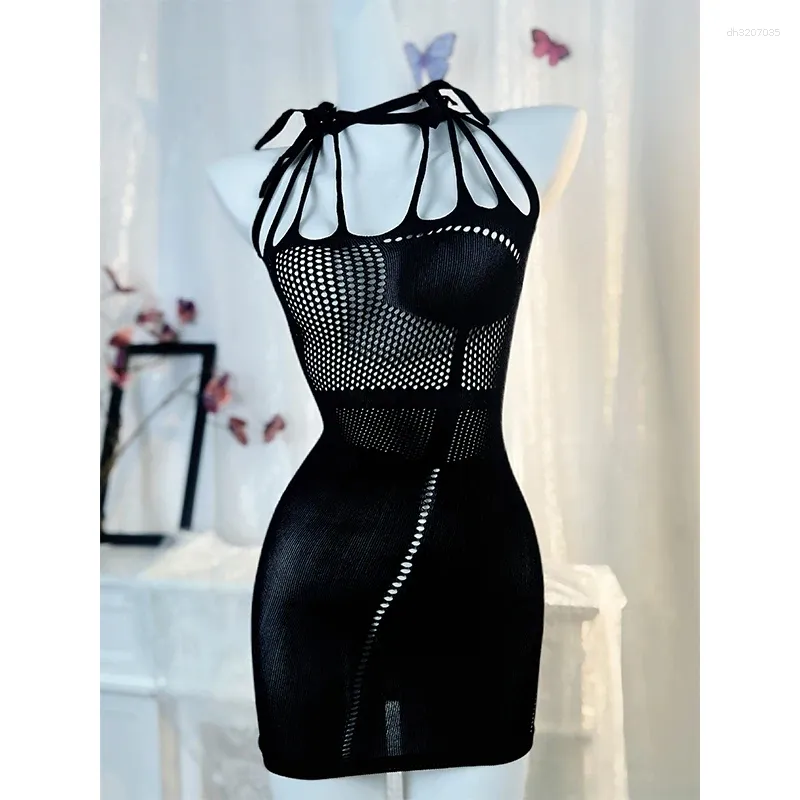bodycon fishnet dress 232C1105 Long Sleeves Fishnet Bodycon Plunging Evening Dress