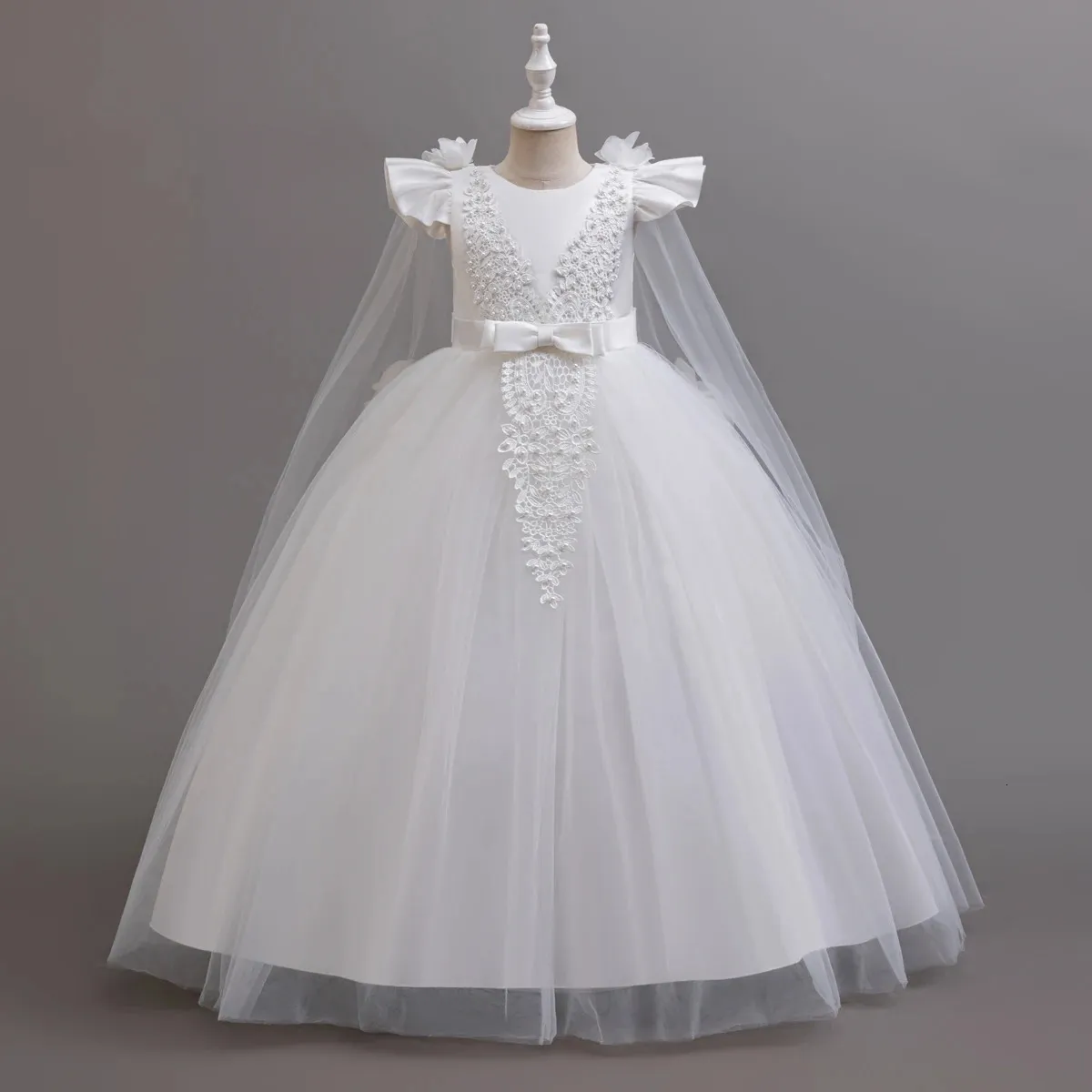 formal dress for 10 12 year girl WELOIJEVBE Girls Flower Lace Beige Sleeveless Floor Length Dress Wedding Party Evening Formal Dance Gown 10-12 year, Girl's, Size: 12Y/160