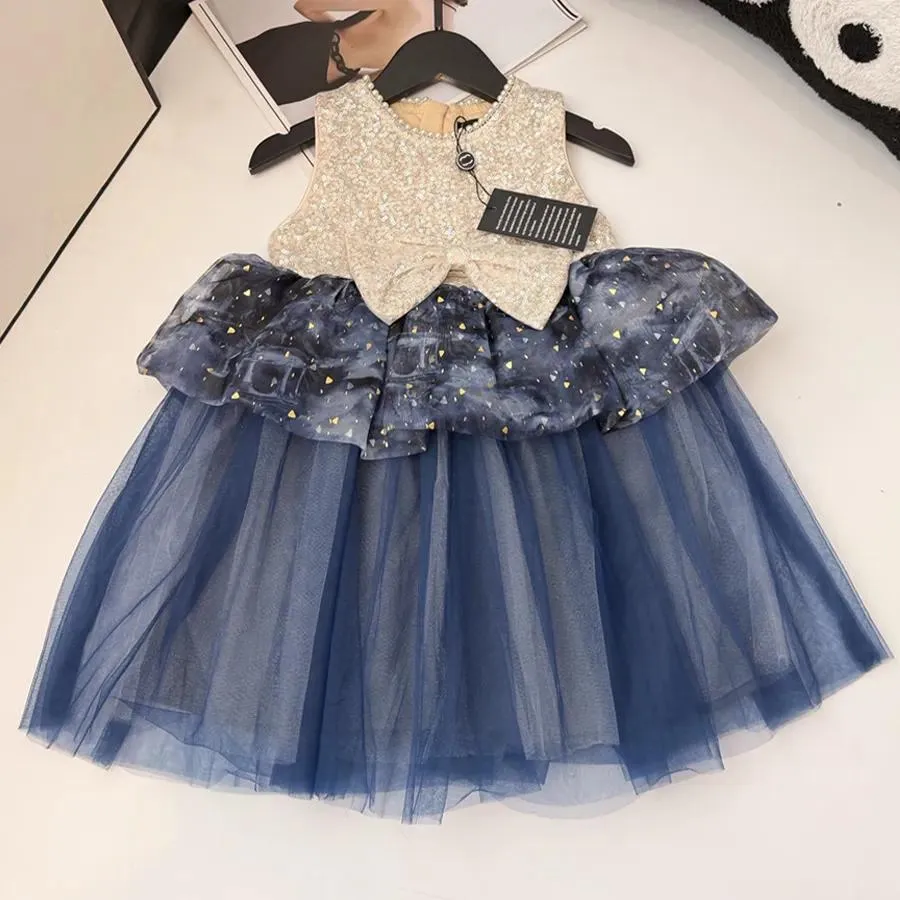 designer dress toddler girl Baby & Toddler Girls Blue Feathers Woven Puff Dress 12-18M
