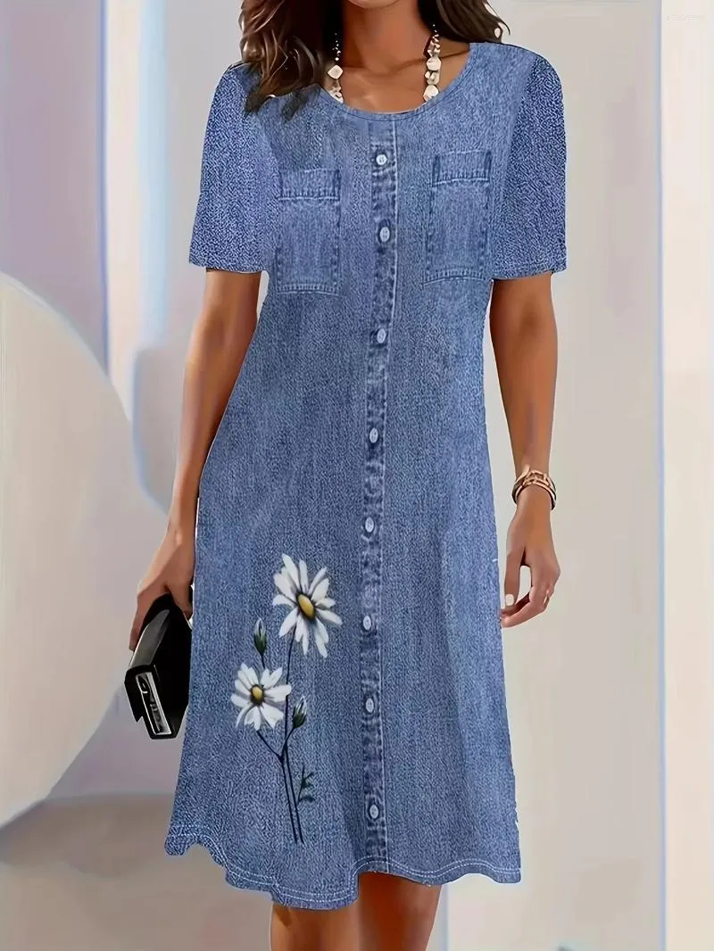 fake denim dress Blue Fake Two-Piece Denim Dress | J -STAYC