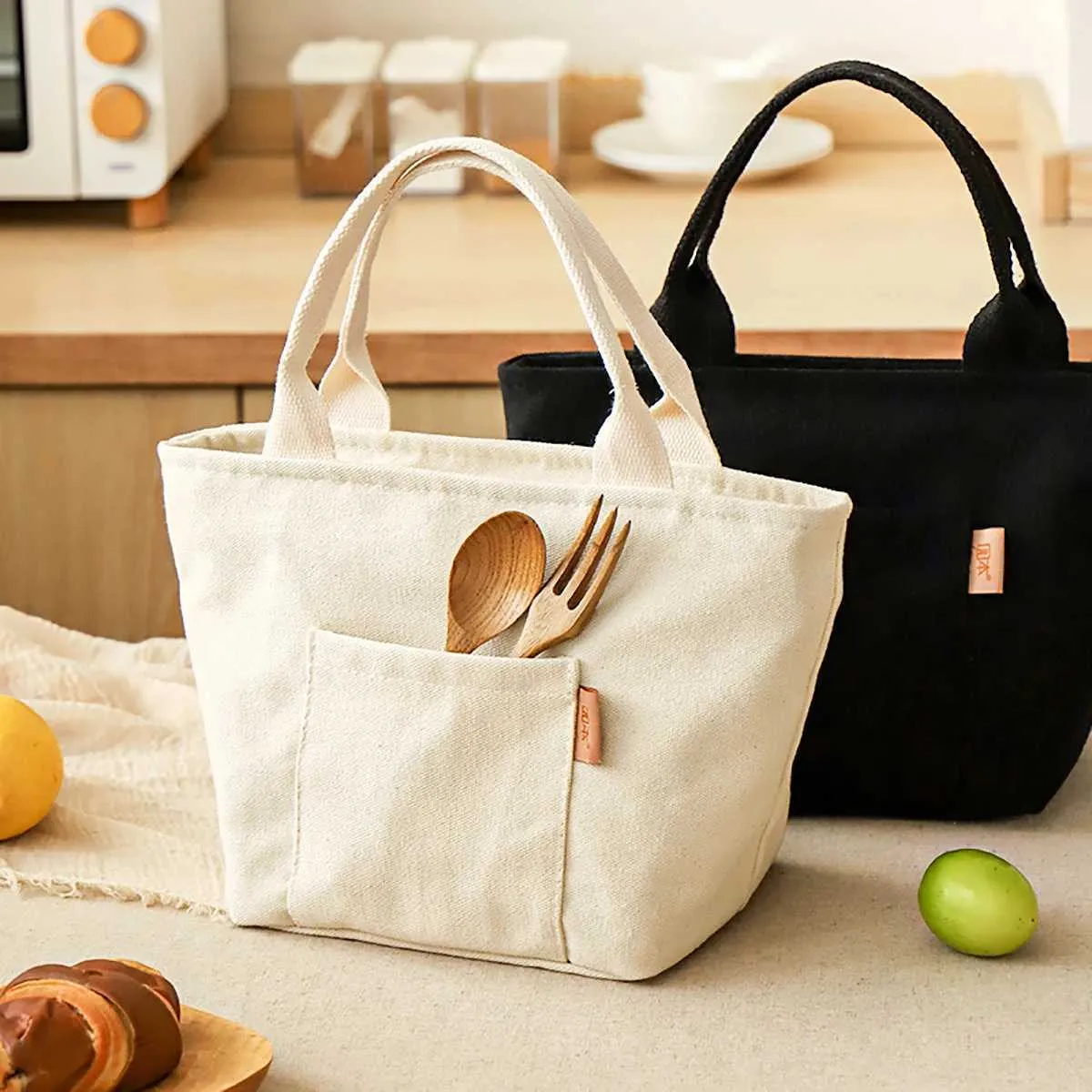 Versatile Canvas Insulated Lunch Bag With Zipper  From Shielao