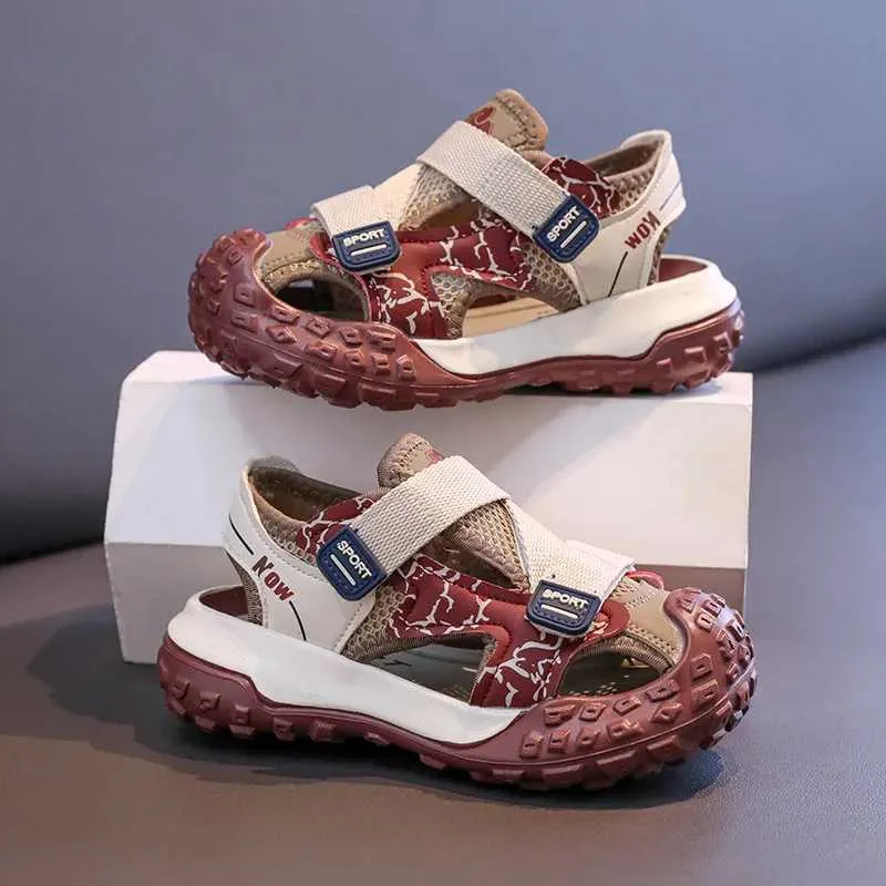 2026 Hollow Children Chunky Summer New Anti-slip Soft Bottom Boys Dad Sneakers Stripe Basketball Shoes Girls I05269_vogvips.com