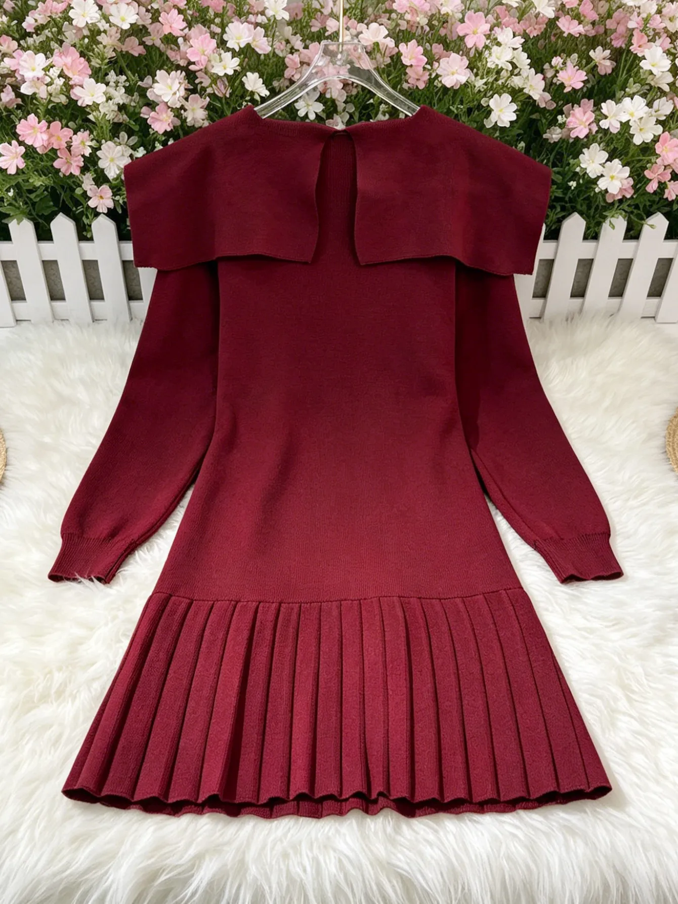 burgundy peter pan collar dress Hand Smocked Peter Pan Collar Short Sleeve Dress in Burgundy