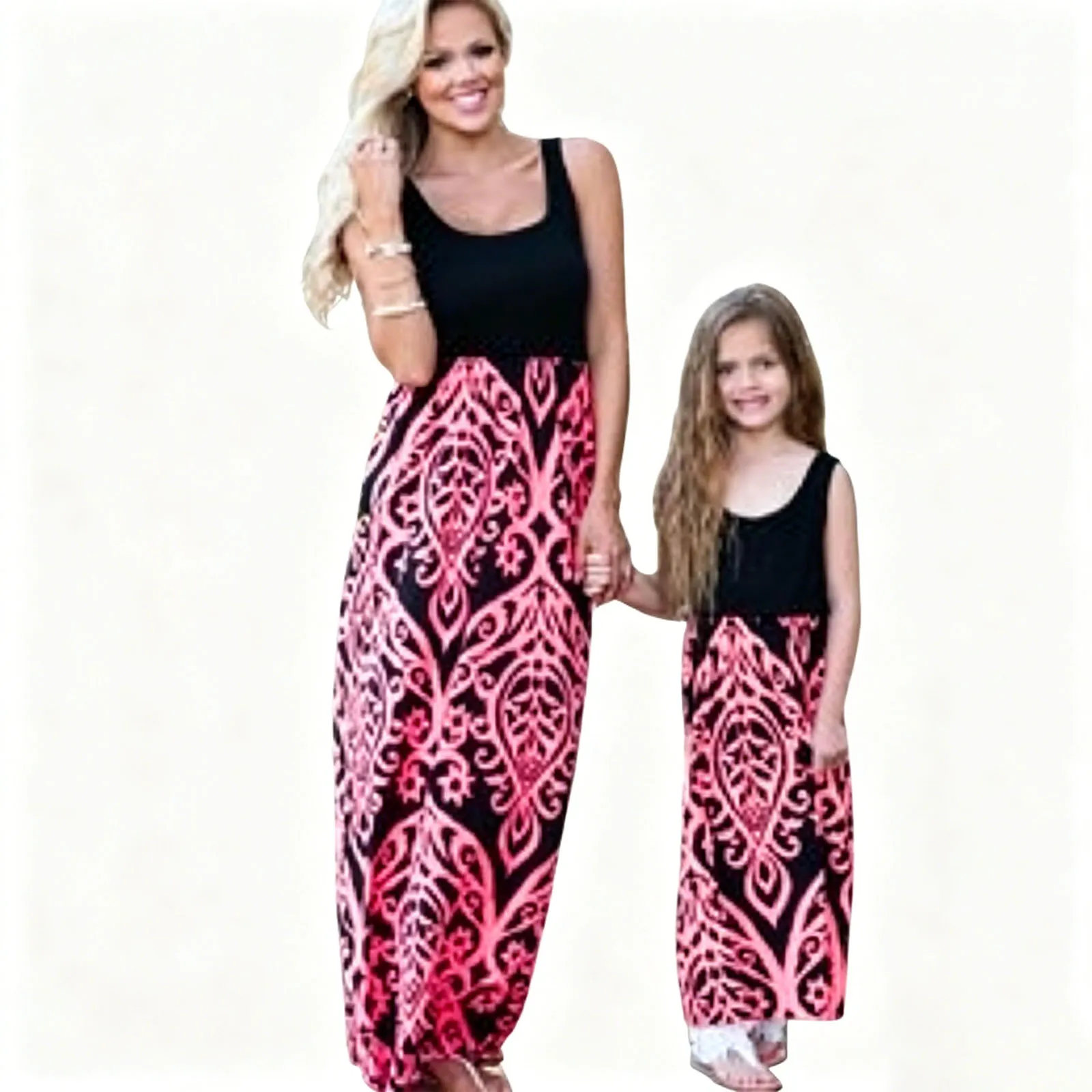 designer dress for mom and daughter Light Blue Mom and Daughter Matching Formal Dress GFGD473