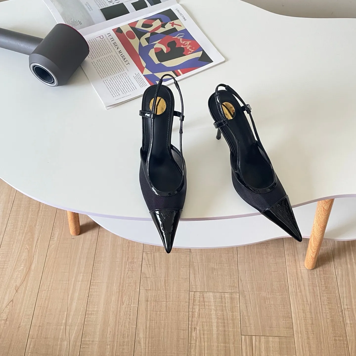 ladies slingback dress shoes Cloud Nine Nights Ivory Patent Slingback Block Heels