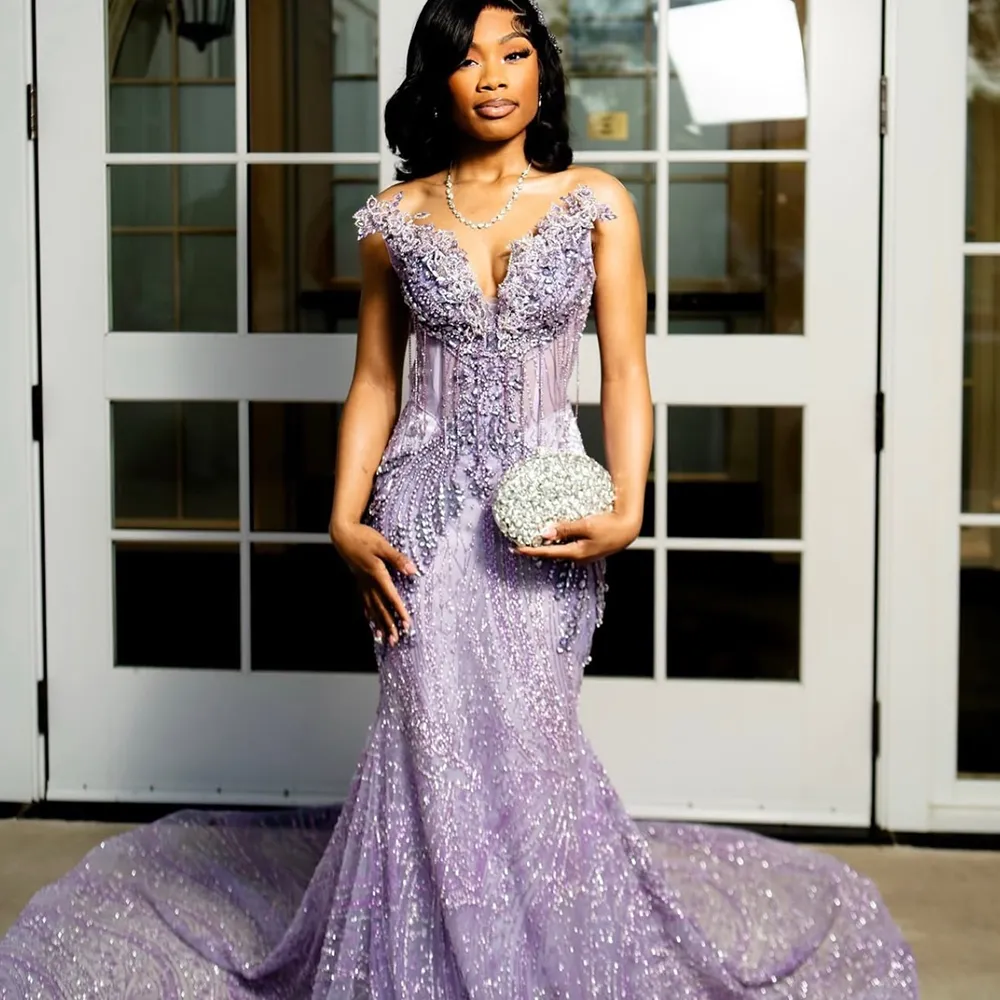 Purple Long Prom Dresses 2026 For Black Girls Corset... From Alsenlife, Rs.15,637.92