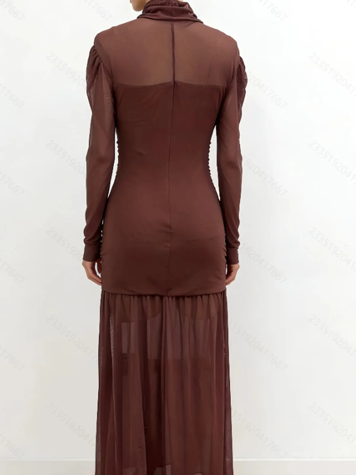 high neck ruched bodycon dress Women's Chocolate Striped Batwing Ruched Bodycon Dress