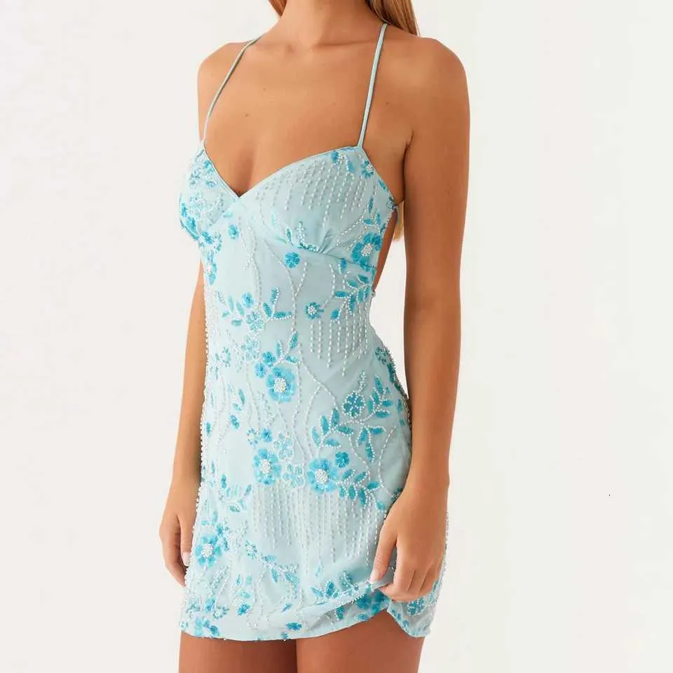 crisscross open back sequin cami dress Open Criss Cross Back Embroidered Sequins Short Cocktail...  smcfashion.com