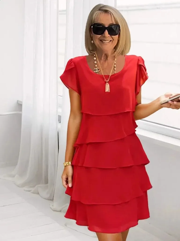 red short sleeve chiffon midi dress Red Chiffon A-Line Slip Midi Dress & Reviews - Red - Dresses