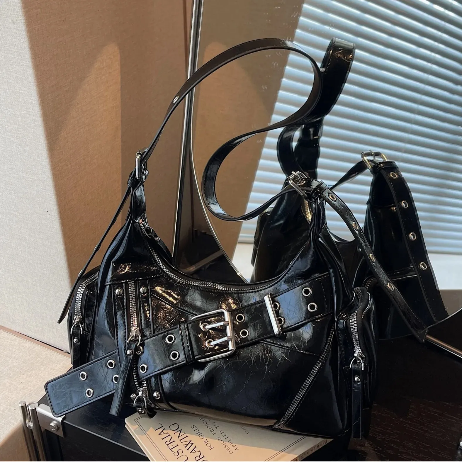PU Leather Gothic Rivet Womens Y2k Punk Vintage From